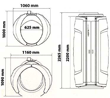 Dimensions du solarium Proline 28 V