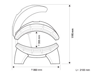 Dimensions du solarium HAPRO Jade 24 C Lc