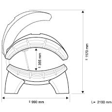 Dimensions du solarium HAPRO Onyx 26/5