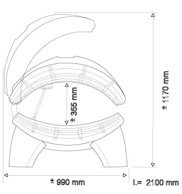 Dimensions du solarium HAPRO Proline 28/1 C